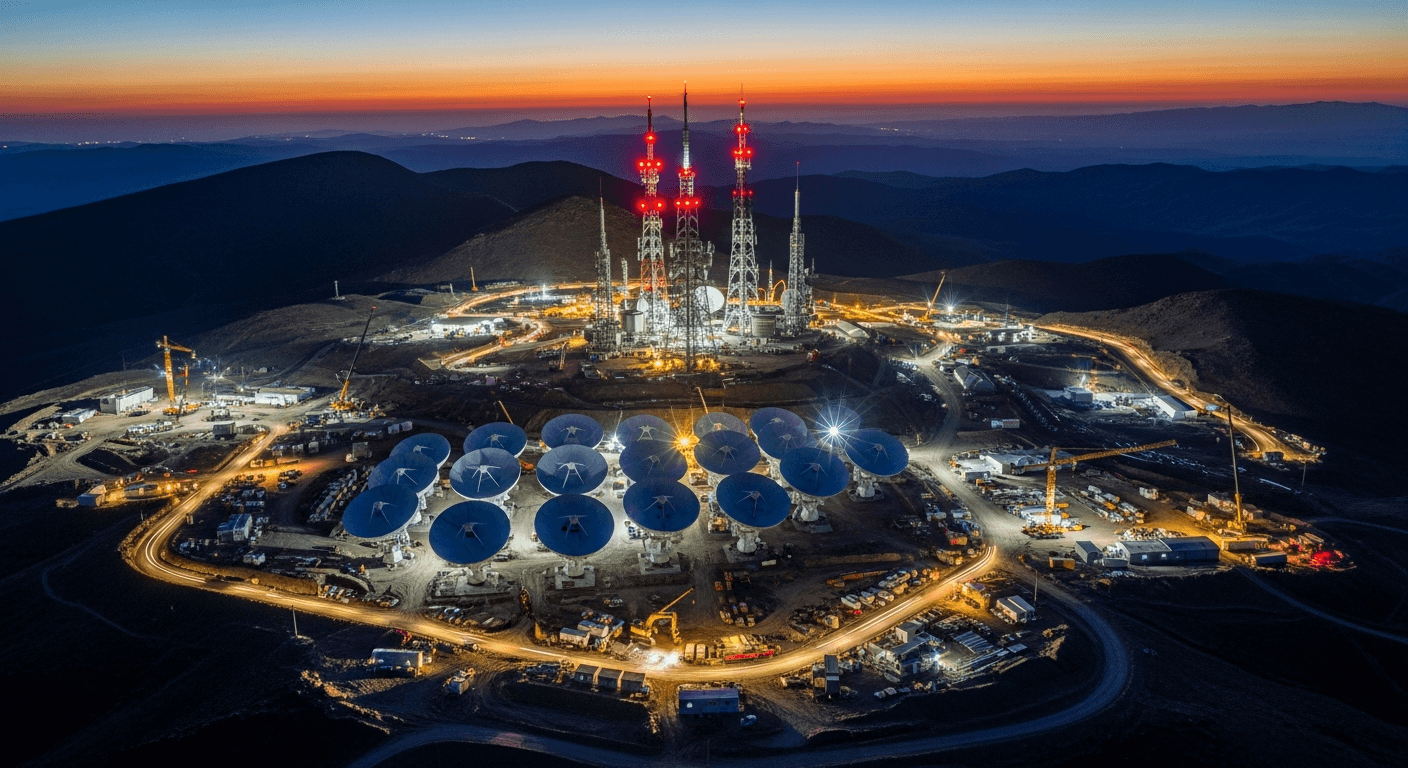 Remote construction site with communications infrastructure